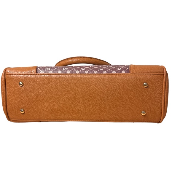 Danbury Mint Personalized JM Initial BrownFaux Leather Handbag - Picture 10 of 16